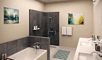 Spa bathrooms with ceramic tile floors and showers*